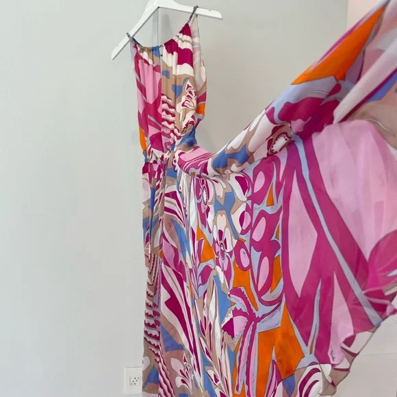 EMILIO PUCCI PINK MULTI MAXI SILK DRESS SIZE IT 40 / US 6